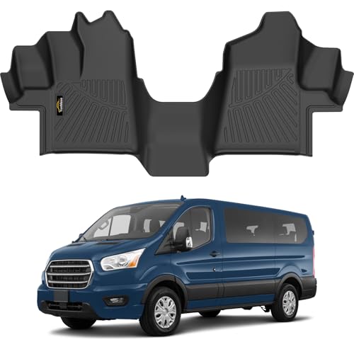 Floor Mats Custom for Ford Transit 2015-2021 150/250/350/350HD w/Carpet Flooring (Not for Transit Connect Models) All Weather TPE Rubber 1st Row Anti-Slip Floor Liners for Transit Accessories - size: For Ford Transit 2015-2021