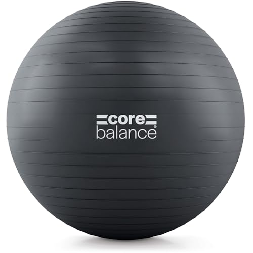 Core Balance Exercise Ball, Stability Ball for Yoga, Pilates and Fitness, Gym Ball for Home Gym and Office Chair, Training, Physical Therapy, Anti Burst, Pump Included, 55cm 65cm 75cm 85cm - color: Black, size: M (19–22in | 48–55cm)