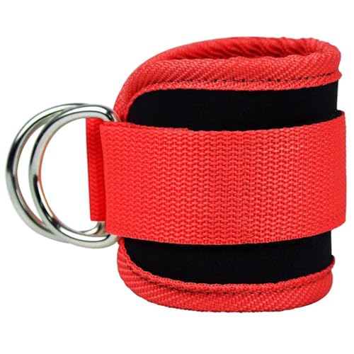 Ankle Strap Ankle Resistance Band Wrist Cuff Padded Strap Adjustable Fitness Glute Kickback D-Ring for Cable Machine Gym Foot Leg Training Brace Support 1 Pack - color: red