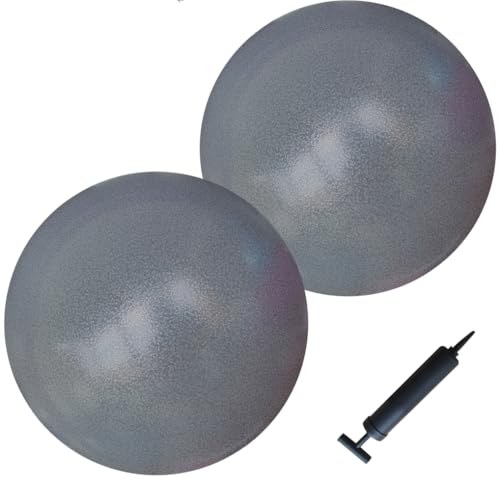 AppleRound Exercise Ball with Pump, 9-Inch Small for Pilates, Yoga, Core Stability - Choose: [Pack of 1 Ball + 1 Pump] or [Pack of 2 Balls + 1 Pump] - color: Graphite x2