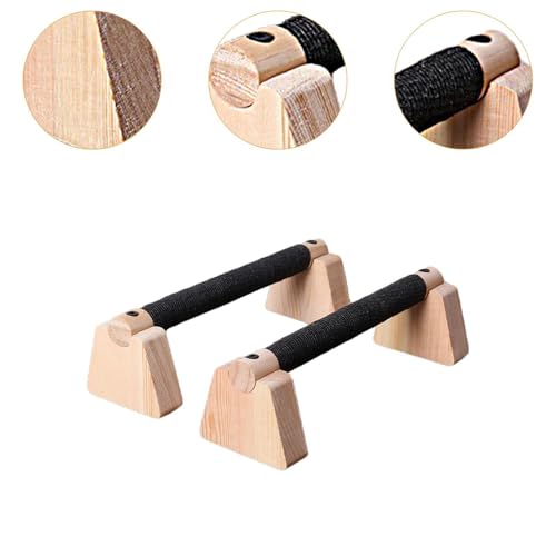 Qianly 2 Pieces Push Up Bar Wooden Parallettes Bar for Men Women Portable Sturdy Structure Push Up Stand for Exercise Floor Workout, 30CM