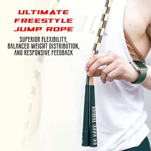 Elite Jumps Edge Beaded Adjustable Jump Rope, Do Hard Things | Tangle-free 1-inch shatterproof beads. Long edge handles. Adjustable for all ages. - color: Silver & Black