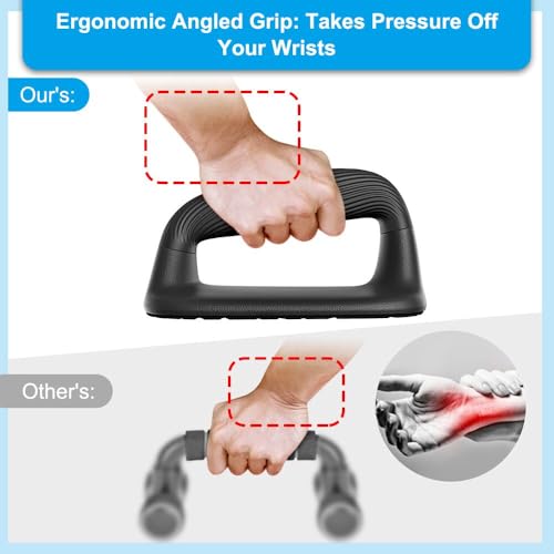 Push Up Bars with Bottom Anti-Slip Pad Push Up Handles for Floor Soft Plastic Pushup Handles Strength Training Pushup Stands - color: Black-B