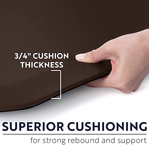 KANGAROO Anti Fatigue Mats for Kitchen Floor, 48x20, 3/4 Inch Thick Cushioned Ergonomic Mat, Reduce Foot Pressure, Waterproof Comfort Rug for Under Sinks, Office Standing Desk, Store Floors, Brown - color: Brown, size: 48" x 20" x 0.8"