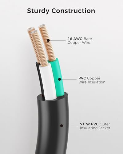 [ETL Listed] Cable Matters 16 AWG 13A Power Extension Cord, 35ft | 3-Prong Grounded, 1625W, Heavy Duty, NEMA 5-15P to 5-15R, Black - color: Black, size: 35 Feet, style: 1-Pack