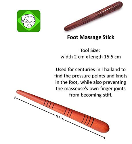 Lungcha Thai Traditional Wooden for Foot Massage Stick Tool Reflexology (Set 10 Foot Massage)