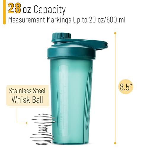 Mr. Pen- Shaker Bottles for Protein Mixes with Twist Cap, 28 oz | Protein Shaker Bottle with Wire Whisk Ball, Shaker Cup, Mixer Bottle - color: Light Blue