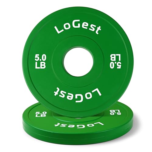 Logest Change Weight Plates 0.50LB 1.25LB 2.5LB 5LB Set Weight Plates for Olympic Bars Perfect for Strength Training Weight Plates Exercise Balance Increase Fractional Plate Olympic Bumper Plates - color: Green - 5 LB Pair