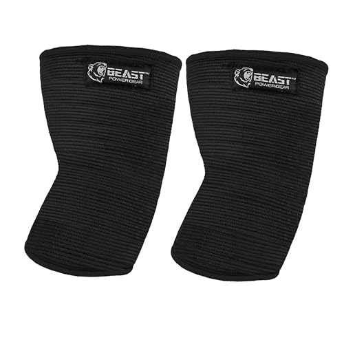 Beast Power Gear Elbow Sleeve (Pair) Dual-Ply Elbow Support & Compression for Powerlifting Weightlifting Heavy Bench Press Men & Women (Black, 2X-Large) - color: Black, size: 2X-Large