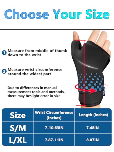 Wrist &Thumb Ice Pack Wrap -Cold&Hot Therapy Thickened Ice Gel- Hand Ice Pack & Ice Glove for Arthritis,Carpal Tunnel Relief, Tendonitis,Injuries & Recovery-Fits Men and Women (Black, S/M) - color: Black, size: S/M