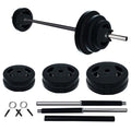 40 LBS Adjustable Barbell for Lifting, Barbell Weight Set with Round PU Coated Plates & 51 Inch Bar, Cardio Pump Set, Adjustable Free Weights for Home Gym Strength Training - color: Black-round-40lb