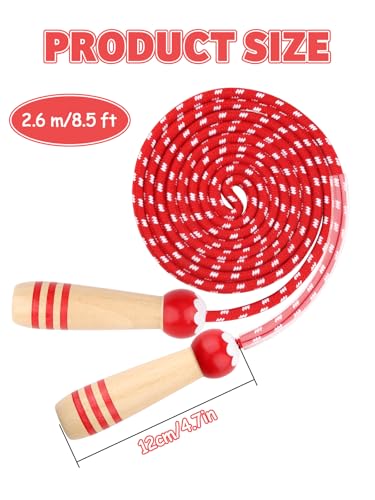 Jump Rope for Kids, Lorvain Adjustable Skipping Rope, Kids Jump Ropes with Wooden Handle for Girls Boys, Weighted Jumping Ropes for Fitness Workout Exercise Outdoor Fun Activity - color: Red-1pc