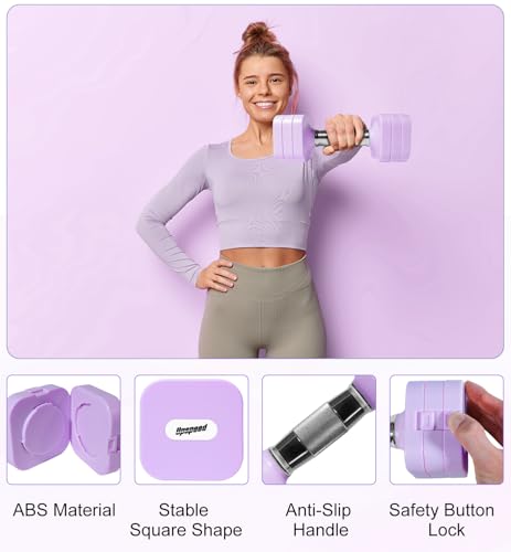 Adjustable Dumbbell Set for Women Men 7.5LB/10LB/15LB/20LB/25LB Pair | Stable Free Weight Hand Weights with Metal Handle for Home Gym Fitness Rehab Pilates Yoga Strength Training Equipments - color: Purple, size: 20LB SINGLE
