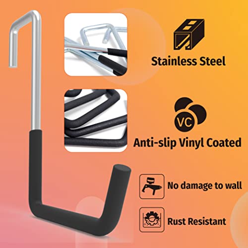 HUHOLE 4 Pack Rafter Hooks for Garage Storage Large S Hooks | No Drill Utility Hangers with 50 lb Capacity for Bikes, Ladders, Plants, Hoses, Wood Joists and Beams