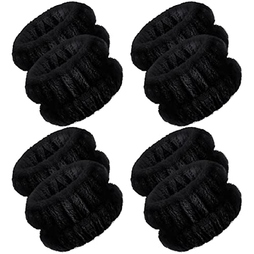 Chuangdi 4 Pairs Wrist Bands for Washing Face Wrist Spa Microfiber Wash Towel Band Scrunchies Absorbent Wristbands Sweatband for Women Prevent Liquid from Spilling(Black) - color: Black