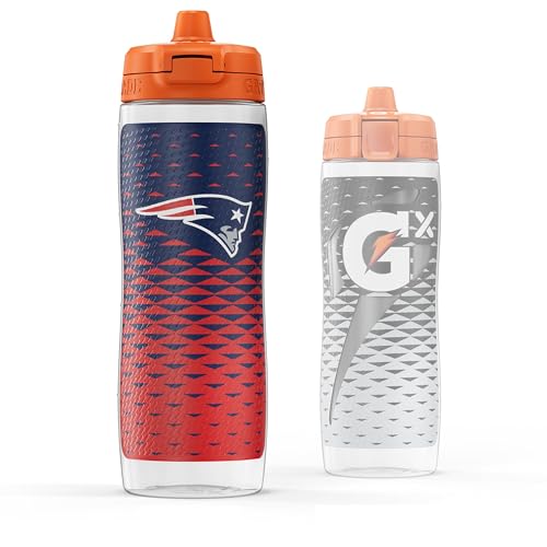 Gatorade Gx NFL Non-Slip Squeeze Bottles, 30 fl oz, Gx Hydration System - color: New England Patriots