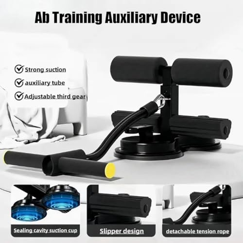 Ab Training Auxiliary Device, Portable Sit Up Exercise Equipment with 2 Strong Suction Cups and Adjustable Foot Holder, Sit Up Bar Foot Holder for Home & Gym, Sit-Ups & Core Exercises - color: Pink