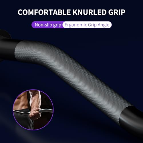 47" EZ Curl Bar Weight Lifting Bar, 1-inch Curling Bars for Weight lifting | Barbell bar for Hip Thrusts/Squats/Lunges for Gym and Home, With 2 Star Double Risk Star-nuts (220lb Weight Capacity) - color: Black