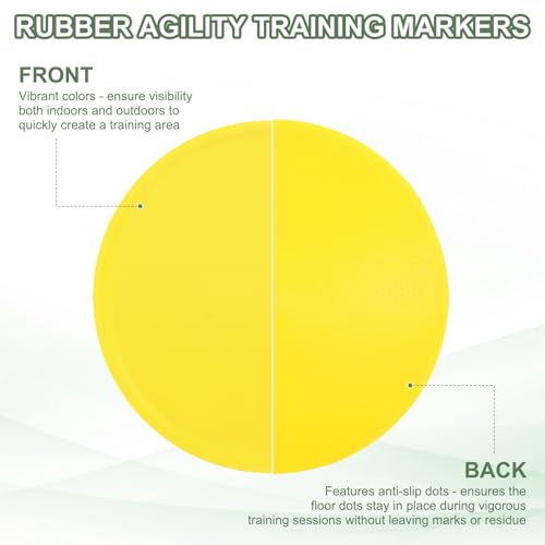 Spot Markers, Poly Spot Marker for Agility Training Floor Dots Non Slip Flat Field Cones - color: Yellow, size: 19 cm/7.5inch