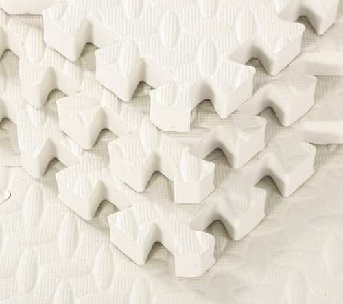 Arrowbash 12x12x1 Inch EVA Thick Interlocking Foam Floor Tiles Puzzle Exercise Mat Foam Mats for Home Gym Pets(White,12) - color: White, size: 12