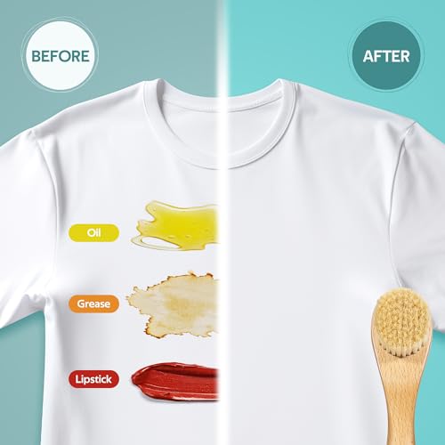 BFWood Laundry Stain Brush, Natural Soft Boar Bristles, Removes Tough Stains from Delicate Fabrics Like Knits, Cotton, and Linens, Gentle on Fabrics, No Damage - style: Round