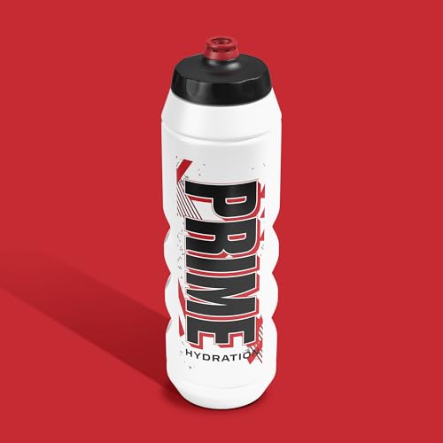 PRIME 32 oz Red & Black Graphic Squeeze Sports Water Bottle, BPA Free, Dishwasher Safe, Easy-Grip Ergonomic Leakproof Design, Fast Hydration for Gym, Cycling, Running - color: Red Black