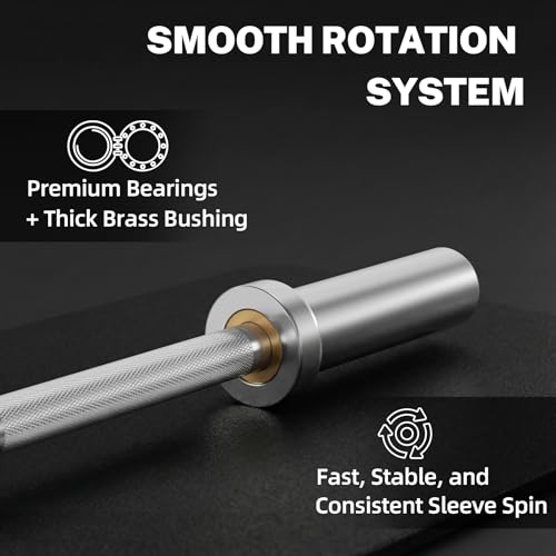 Olympic Barbell Bar Series, 2 Inch Weightlifting Bars, 4FT 6FT 7FT Straight & EZ Curl Options, 190K PSI Steel, Diamond Knurling, Smooth Rotation for Home & Gym Strength Training - color: 6FT