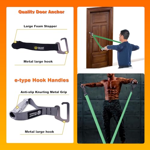 J Bryant Fitness Heavy-Duty Resistance Band Bar with Resistance Bands, E-Shaped Hook Design, 500lb Load Capacity, Anti-Slip Surface, Carry Bag Included, for Strength Training and Fitness - color: Set2