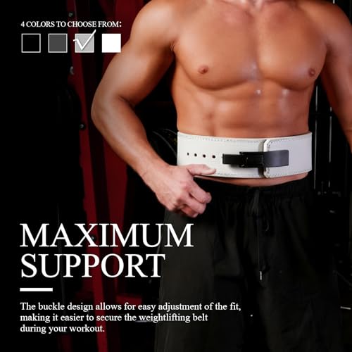 Weight Lifting Belt, 10mm Thick, 4-Inch Wide Heavy Duty Leather Lever Gym Belt, Ideal for Weightlifting, Squats, Deadlifts, Powerlifting, Cross Training and Weight Training - color: Light Gray, size: S(31"-36")