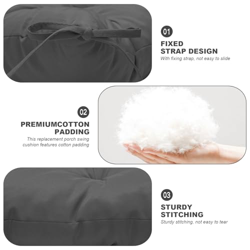 Porch Swing Cushions,Outdoor Cushions 3 Seater Replacement with Backrest, Waterproof Thickened Bench Cushion with Ties for Porch, Patio,Outdoor, Backyard and Garden(Dark Gray 60 * 40 in) - color: Dark Gray, size: 60x 40 inches