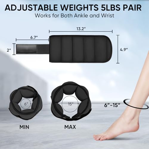 APEXUP Adjustable Ankle Weights for Women and Men, Modularized Leg Weight Straps for Yoga, Walking, Running, Aerobics, Gym, Physical Therapy - color: Black, size: 2.5 lbs x2