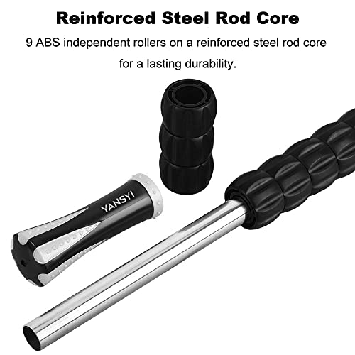 YANSYI Professional 9-Roller Deep Tissue Massage Stick - Portable Muscle Recovery Roller for Athletes, Relieves Post-Workout Soreness & Leg/Back Pain - Portable Physio Tool (White) - color: White