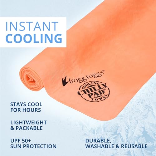 FROGG TOGGS Chilly Pad, Instant Cooling Towel, Long Lasting, Reusable, Sports and Outdoors Neck Towel 33x13 - color: Hivis Orange