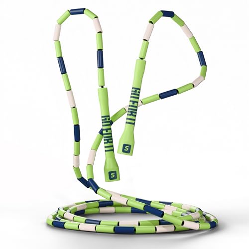 Sportbit Custom-Fit Beaded Jump Rope – Adjustable Length for Kids & Adults, Men & Women – Durable Fitness Rope for Gym & Home - color: Green / Blue / White