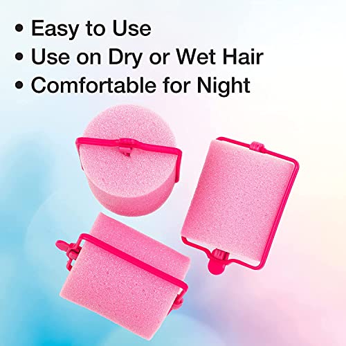 Conair Foam Hair Rollers for Big Volume, Lift and Curl, Foam Rollers, Hair Curlers in Large Size, Pink, 9 Pack with Storage Bag - color: Pink