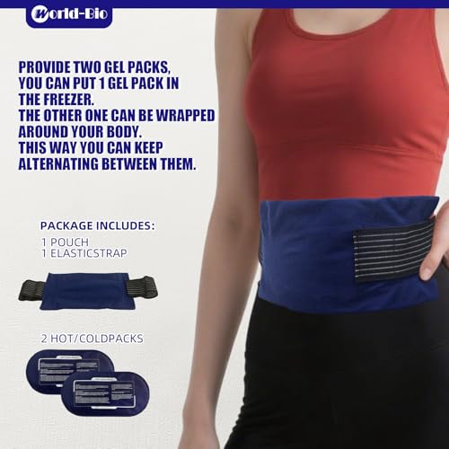 World-Bio Ice Pack for Injuries Reusable, Ice Packs with Adjustable Straps | Two Packs Double The Convenience, Stays Soft Even After Freezing, Adjustable Fit Stays In Place, Reusable Built To Last - size: 3 Count 9.8" x 5.1"