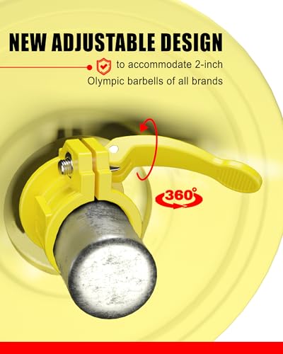 Olympic Barbell Clamps 2 inch Adjustable Barbell Clips Quick Release Pair of Locking Weight Clips for Bars - color: Yellow