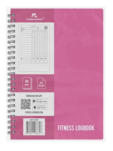 Fitness Logbook (Pink) - A5 Undated Workout Journal For Men & Women - Plastic Cover & Thick Paper - Planner Log Book To Track Weight Loss, Muscle Gain, Gym Exercise, Bodybuilding Progress - style: Pink Plastic