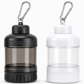 2 Pack Protein Powder Container to Go with Keychain & Keyring, Large Capacity, Clear, Leakproof, Ideal for workouts, fitness, or travel - color: Black&White