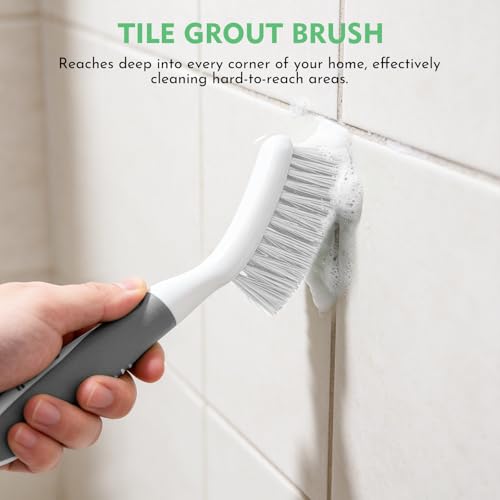 SetSail Scrub Brush, Heavy-Duty Scrub Brushes for Cleaning Grey White | Heavy-Duty Scrub Brushes for Cleaning Shower, Bathroom, Carpet, Kitchen and Bathtub Scrubber - 4 Pack - color: Grey White, size: 4-pack