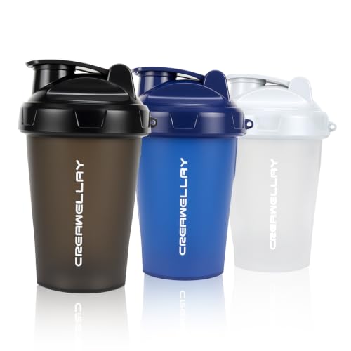 3 Pack Shaker Bottles for Protein Mixes, 17 oz Small Protein Shaker Bottle with Handle, Gym Shaker Cups with Blending Ball for Pre Workout, BPA-Free & Dishwasher Safe (Black, White, Blue) - color: White,Black,Blue