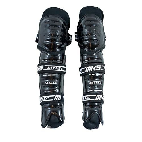MyLec MK5 Street/DEK Shin Pad, Lightweight & Durable Hockey Accessories, 360° Straps, Hard Front Shells, Breathable Material, Metatarsal Padding Ice Hockey Shin Guards, Foam Rubber - color: Black, size: 11"