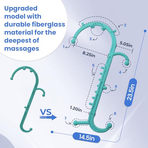 Ranarose Deep Tissue Back & Neck Massager - Back Massager Stick for Pain Relief, Muscle Knot Remover, Trigger Point Massage Tool for Full Body, Shoulders, Legs - Pressure Point Massage Tool - color: Turquoise