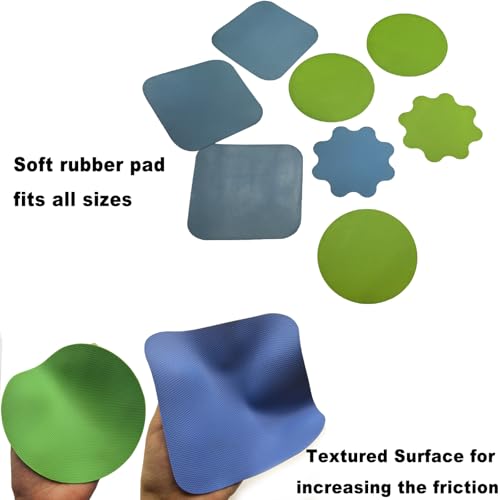 4 Pack Rubber Jar Opener Gripper Pads, Non-Slip Silicone Jar Opener for Seniors, Arthritis, Weak Hands – Easy to Twist Off Small & Large Lids, Bottle Openers, Blue & Green Set (Flowers)