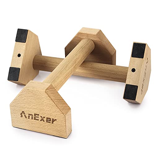 Push Up Stands, Handstand Parallettes Bars, Solid Wood Push Up Bars with Non-Slip Mat Push up Handles for Floor Exercise Home Workout Equipment for Men & Women Strength Training - color: Beech Wood-30cm
