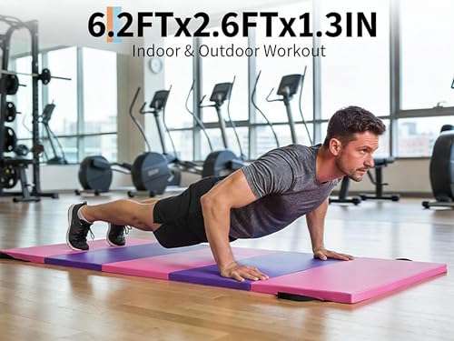 Gymnastics Mat, 6.2x2.6 Ft Five-fold 2-Inch Thick, For Yoga & Pilates