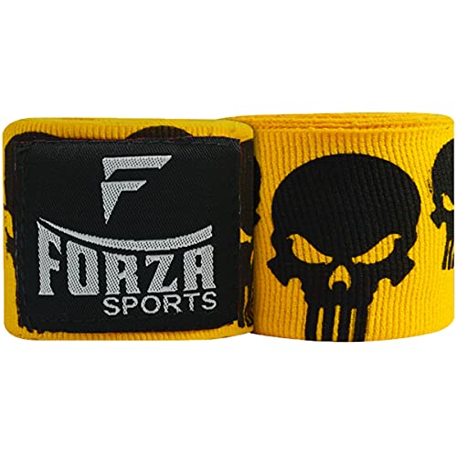 Forza Sports 180" Mexican Style Boxing and MMA Handwraps - color: Skulls Yellow