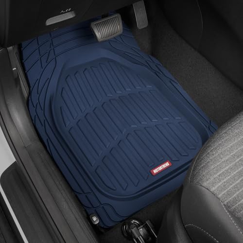 Motor Trend FlexTough Floor Mats for Cars, Blue Deep Dish All-Weather Car Mats, Waterproof Trim-to Fit Automotive Floor Mats for Cars Trucks SUV, Universal Floor Liner Car Accessories - color: Cobalt Blue, style: Full Set