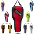 Outslayer Angle Uppercut Heavy Punching Bag for Boxing & MMA - Customizable Colors, Optional D-Ring, Unfilled/Soft Filled Choices - Made in USA - color: Red/Black, style: FIlled WITH Bottom D-Ring