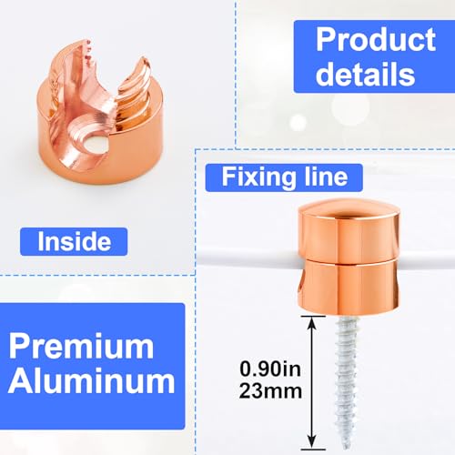 SmallCat 3 Sets Charger Holders for Cords, Rose Gold Cord Holder for Nightstand | Adjustable Metal Cable Anchor Clips, Adhesive Cable Management Wire Organizers for Desk, Office, Nightstand - color: Rose Gold Color, size: 3 Sets